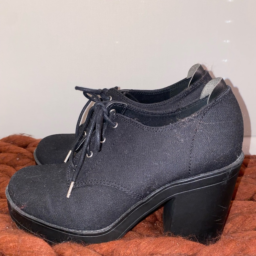 H&M black canvas platform lace-up heels
